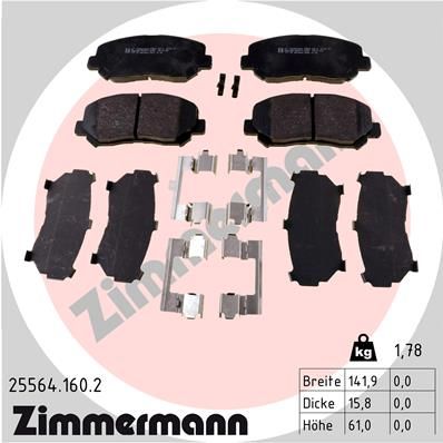 ZIMMERMANN Bremsbelagsatz, Scheibenbremse (25564.160.2)