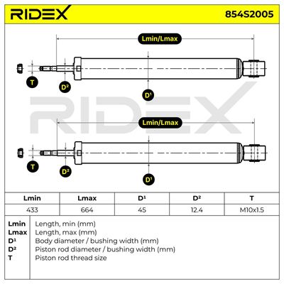 амортисьор RIDEX 854S2005