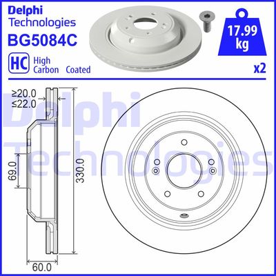 Тормозной диск DELPHI BG5084C для GENESIS G70