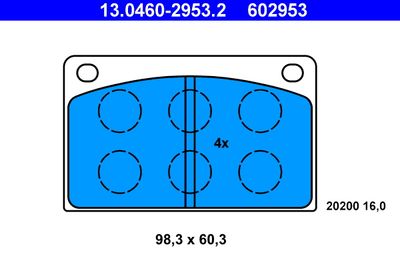 Комплект тормозных колодок, дисковый тормоз ATE 13.0460-2953.2 для VOLVO 240