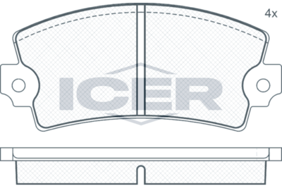 комплект спирачно феродо, дискови спирачки ICER 180089