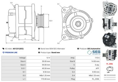 GENERATOR / ALTERNATOR AS-PL A01231SEG 4