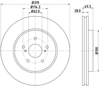 Тормозной диск HELLA 8DD 355 114-981 для LEXUS RX