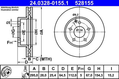 Тормозной диск ATE 24.0328-0155.1 для MERCEDES-BENZ SLC