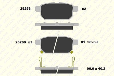 Комплект тормозных колодок, дисковый тормоз KALE 25258 143 05 для SUZUKI SWIFT