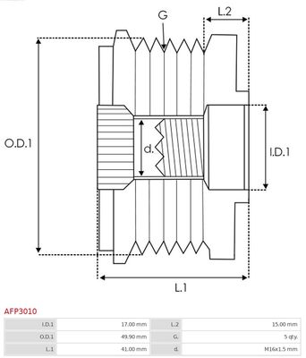 Alternator Freewheel Clutch AFP3010