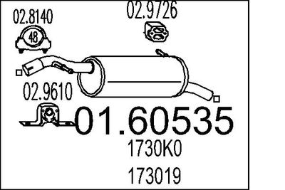 MTS 01.60535 Глушитель выхлопных газов  для PEUGEOT 1007 (Пежо 1007)