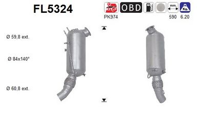FILTRU FUNINGINE/PARTICULE SIST.DE ESAPAMENT AS FL5324