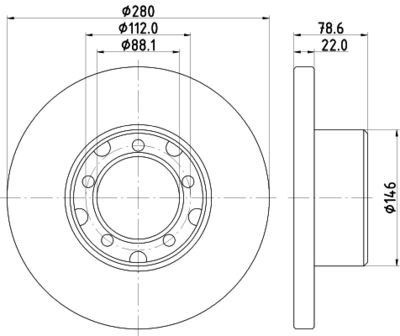 Тормозной диск MINTEX MDC1076 для MERCEDES-BENZ T2/L