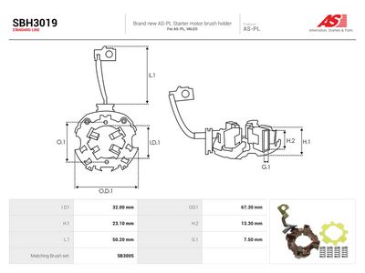 Børsteholder, starter AUTOSTARTER SBH3019 for VW