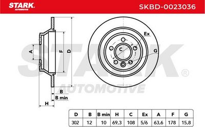 спирачен диск STARK SKBD-0023036