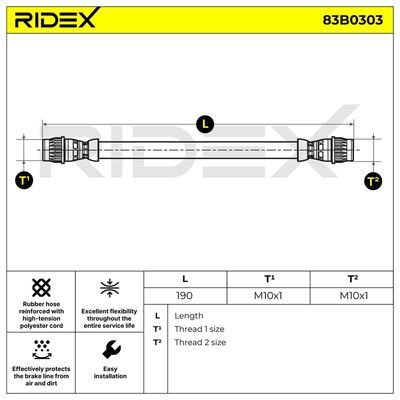 спирачен маркуч RIDEX 83B0303