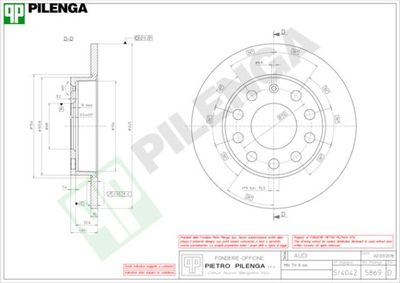 PILENGA 5869 Тормозные диски  для AUDI A4 B6 Avant (8E5) 2.5 TDI quattro