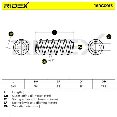 пружина за ходовата част RIDEX 188C0913