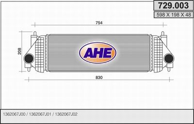 AHE 729.003 Интеркулер для SUZUKI GRAND VITARA (Сузуки Гранд витара)