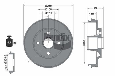 TAMBUR FRANA BENDIX Braking BDM1192