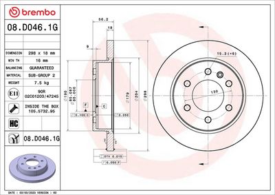 Tarcza hamulcowa BREMBO 08.D046.1G