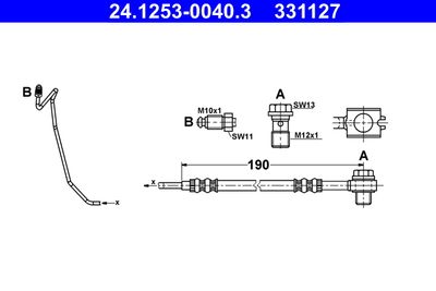 ATE 24.1253-0040.3 Тормозной шланг  для AUDI A6 (Ауди А6)