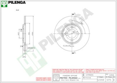 Тормозной диск PILENGA 5175 для CITROËN GS