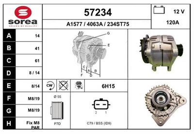 EAI 57234 Генератор  для RENAULT SCÉNIC (Рено Скéник)