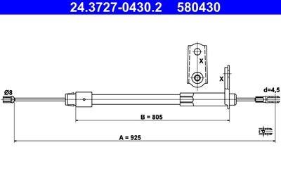 Vajer, parkeringsbroms ATE 24.3727-0430.2