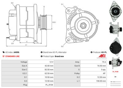 GENERATOR / ALTERNATOR AS-PL A4006 4