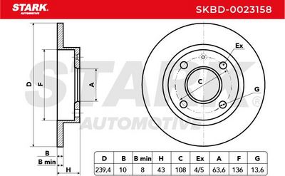 спирачен диск STARK SKBD-0023158