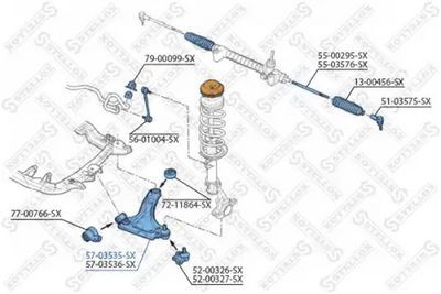 носач, окачване на колелата STELLOX 57-03535-SX