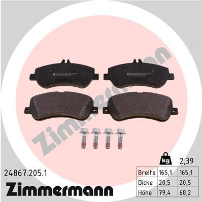 Комплект тормозных колодок, дисковый тормоз ZIMMERMANN 24867.205.1 для MERCEDES-BENZ GLK-CLASS