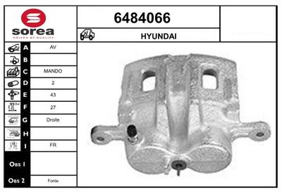 STARTCAR 6484066 Тормозной суппорт  для HYUNDAI TERRACAN (HP) 2.9 CRDi 4WD