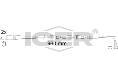 предупредителен контактен сензор, износване на накладките ICER 610553 E C