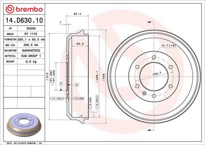 BREMSTROMMEL BREMBO 14D63010 1