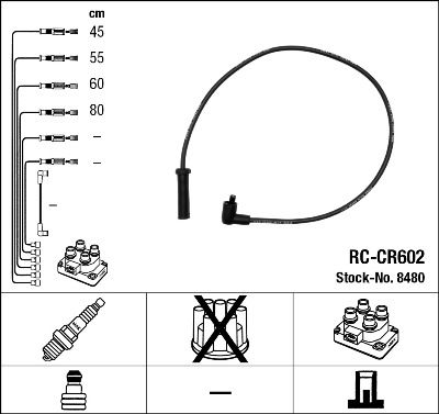 Комплект проводов зажигания NGK 8480 для CITROËN ZX