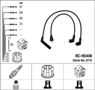 Комплект проводов зажигания NGK 0710 для HYUNDAI LANTRA