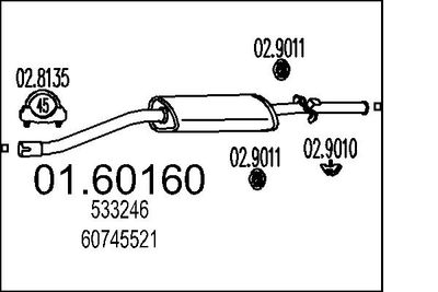 Глушитель выхлопных газов конечный MTS 01.60160 для ALFA ROMEO ALFASUD
