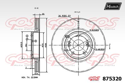 MAXTECH 875320 Тормозные диски для RENAULT LAGUNA II (BG0/1_) 3.0 V6 24V (BG01, BG02, BG0D, BG0Y)