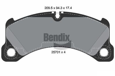 Комплект тормозных колодок, дисковый тормоз BENDIX Braking BPD2261 для PORSCHE MACAN