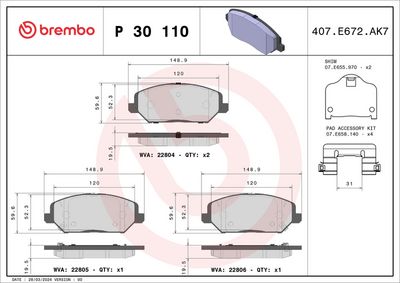 SET PLACUTE FRANA FRANA DISC BREMBO P30110