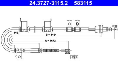 ATE 24.3727-3115.2 Трос ручного тормоза  для HYUNDAI i30 (Хендай И30)