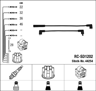 Комплект проводов зажигания NGK 44254 для SKODA FAVORIT