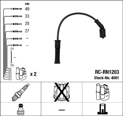 Комплект проводов зажигания NGK 4081 для RENAULT MEGANE