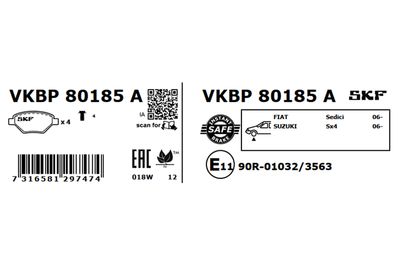 Комплект тормозных колодок, дисковый тормоз VKBP 80185 A