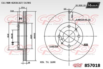 MAXTECH 857018 Тормозные диски  для NISSAN SUNNY III Traveller (Y10) 1.6 i