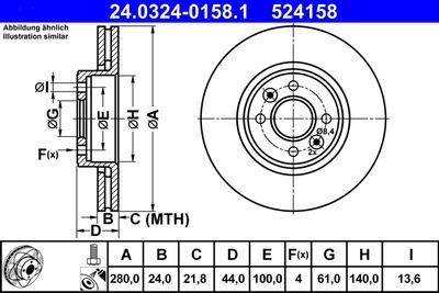 Тормозной диск ATE 24.0324-0158.1 для RENAULT WIND