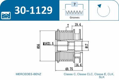 Alternator Freewheel Clutch 30-1129