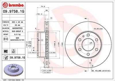 Tarcza hamulcowa BREMBO 09.9758.1G
