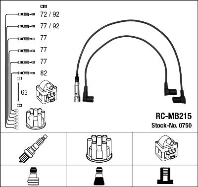 Комплект проводов зажигания NGK 0750 для MERCEDES-BENZ S-CLASS
