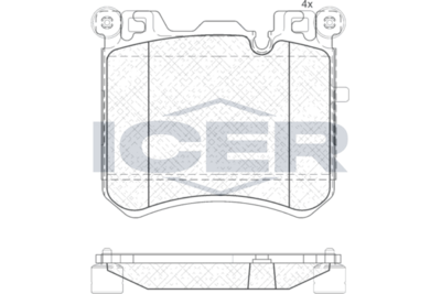 комплект спирачно феродо, дискови спирачки ICER 181984