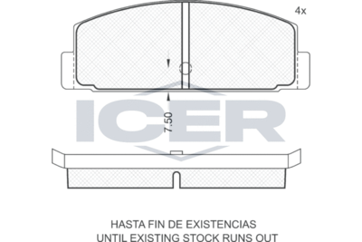 Комплект тормозных колодок, дисковый тормоз ICER 180391 для MITSUBISHI STARION