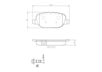 Zestaw klocków hamulcowych, hamulce tarczowe BREMBO P 23 199